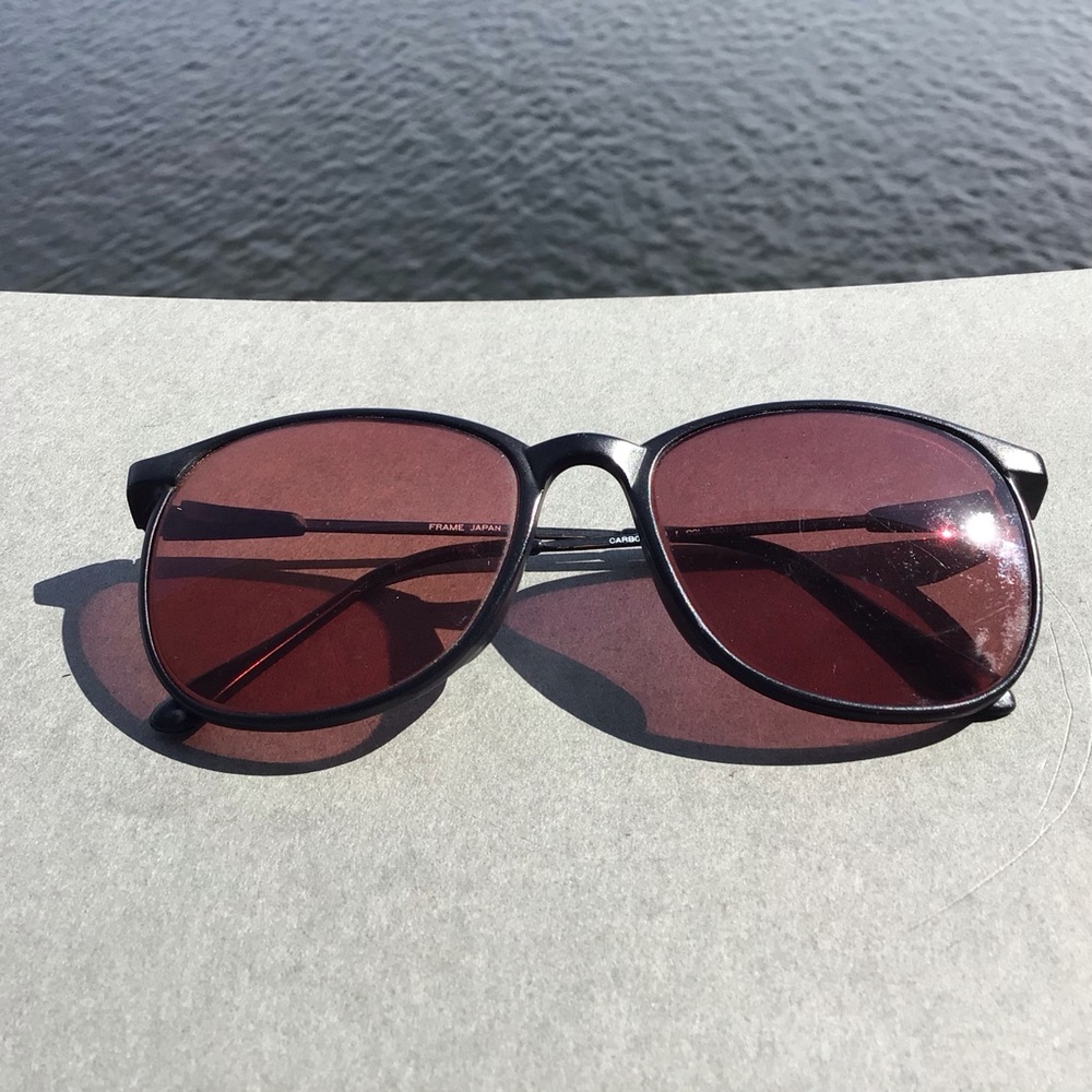 Carbotech Classic Black Frame Sunglasses with Burgundy Lenses